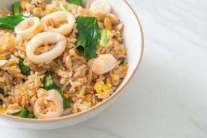 Fried rice with squid or octopus photo