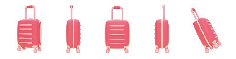 conjunto de maleta rosa sobre fondo claro, concepto de venta del día de san valentín, estilo minimalista. representación 3d. foto