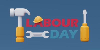 Labour day with Construction tools and equipment.3d rendering photo