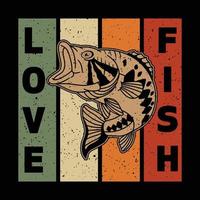 Love Fish vector trendy fishing t shirt design, illustration, graphic artwork, awesome shirts