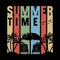 Hora de verano. diseño de camiseta de playa de verano de tipografía para diseño de impresión. cita inspiradora, diseño de camiseta negra, vector, eslogan, vector, ilustración