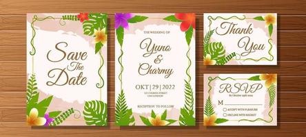 Watercolor Wedding Summer Leaf Template Set vector