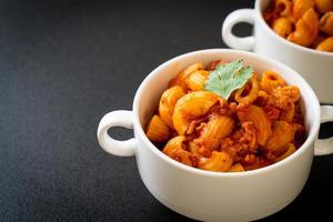 macaroni with tomatoes sauce and mince pork photo