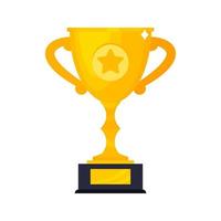 Win golden award trophy goblet cup icon sign flat style design vector illustration.