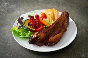 barbecue pork spare ribs with vegetables photo