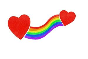 Rainbow art drawing in stripes and heart, background, lgbtqai comcept photo