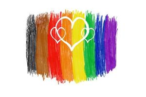 dibujo a mano de rayas de arco iris, corazón, concepto para celebraciones lgbtqai en el mes del orgullo. foto