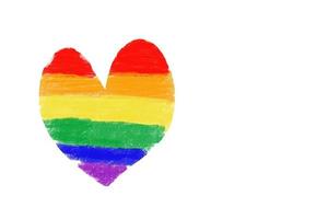 Rainbow art drawing in stripes and heart, background, lgbtqai comcept photo