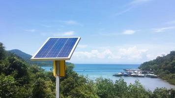 Photovoltaic panel, new technology for store and use the power from the nature with human life, sustainable energy and environmental friend concept. photo