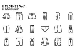 Clothes outline icon set. vector