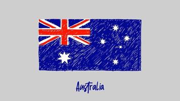 Australia National Country Flag Marker or Pencil Sketch Illustration Vector