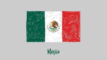 Mexico National Country Flag Marker or Pencil Sketch Illustration Vector