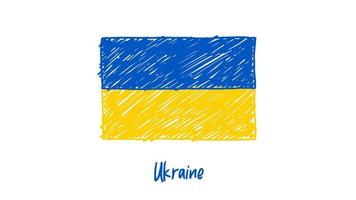 Ukraine National Country Flag Marker or Pencil Sketch Illustration Vector
