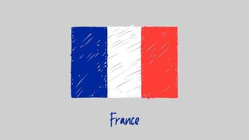 France National Country Flag Marker or Pencil Sketch Illustration Vector