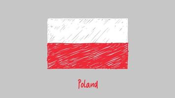 Poland National Country Flag Marker or Pencil Sketch Illustration Vector
