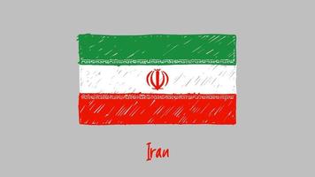 Iran National Country Flag Marker or Pencil Sketch Illustration Vector