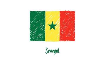 Senegal National Country Flag Marker or Pencil Sketch Illustration Vector