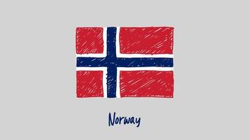 Norway National Country Flag Marker or Pencil Sketch Illustration Vector