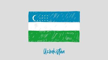 vector de ilustración de dibujo a lápiz o marcador de bandera nacional de uzbekistán