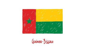 Guinea-Bissau National Country Flag Marker or Pencil Sketch Illustration Vector