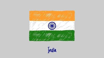 vector de ilustración de dibujo a lápiz o marcador de bandera de país nacional de india