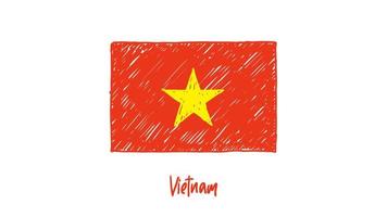 Vietnam National Country Flag Marker or Pencil Sketch Illustration Vector