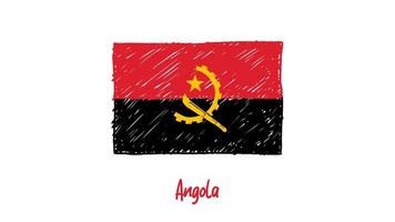 Angola National Country Flag Marker or Pencil Sketch Illustration Vector