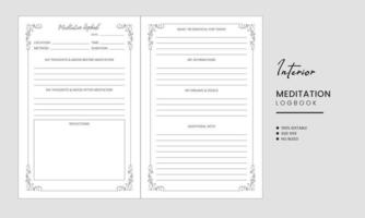 Meditation logbook interior template design vector