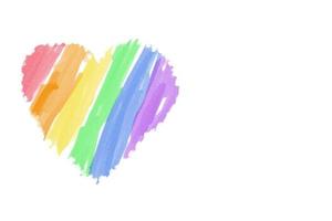 Hand drowing of rainbows stripes, heart, concepf tor lgbtqai celebrations in pride month. photo