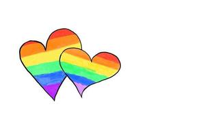Rainbow art drawing in stripes and heart, background, lgbtqai comcept photo