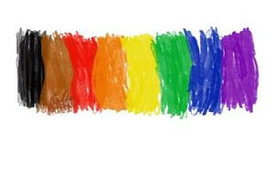 Hand drowing of rainbows stripes, heart, concepf tor lgbtqai celebrations in pride month. photo
