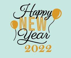 Happy New Year 2022 Design Abstract Vector Black And Yellow