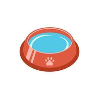 Bowl water for dog and cat pet in flat style, vector illustration. Animal bowl color silhouette for print and design. Isolated red element on a white background. Graphic icon, symbol feeding pet