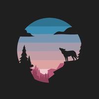 illustration vector graphic of wolf in nature suitable for background,print,etc.