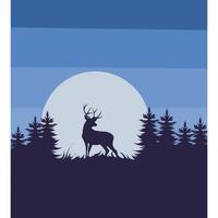 illustration vector of deer lost in forest