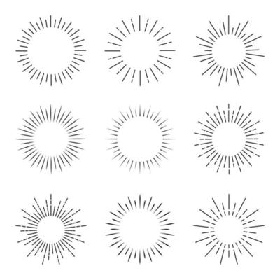 Set of sun rays starburst background. Sunburst icons set for summer element.