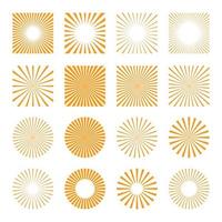 conjunto de fondo de rayos de sol starburst. iconos de rayos de sol establecidos para el elemento de verano. vector