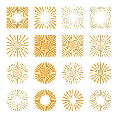 Set of sun rays starburst background. Sunburst icons set for summer element.