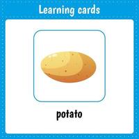 Learning cards for kids. Vegetable. Potato. vector