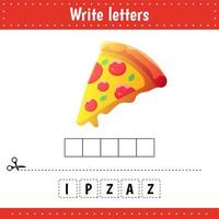 Educational game for kids. Crossword. Pizza.