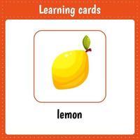 Learning cards for kids. Lemon.Preschool activity for children. vector