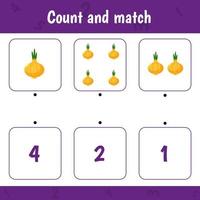 Counting game for preschool children.Count onion vector