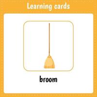 Learning cards for kids. Broom. vector