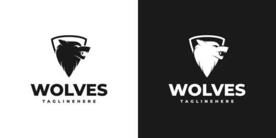 silhouette illustration of Howling Wolf logo design vector