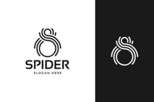 simple minimal spider logo design with line art style vector