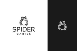 simple minimal spider logo design with line art style vector