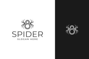 simple minimal spider logo design with line art style vector