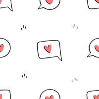 Seamless pattern with speech bubbles with hearts in doodle style. Vector love illustration background.