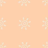 Hand drawn cute pink pattern with sun symbol. Vector illustration background.