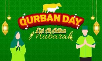 Eid Al Adha Mubarak Background. Qurban Day in Eid Al Adha Mubarak, Biggest Muslim Holidays Background vector